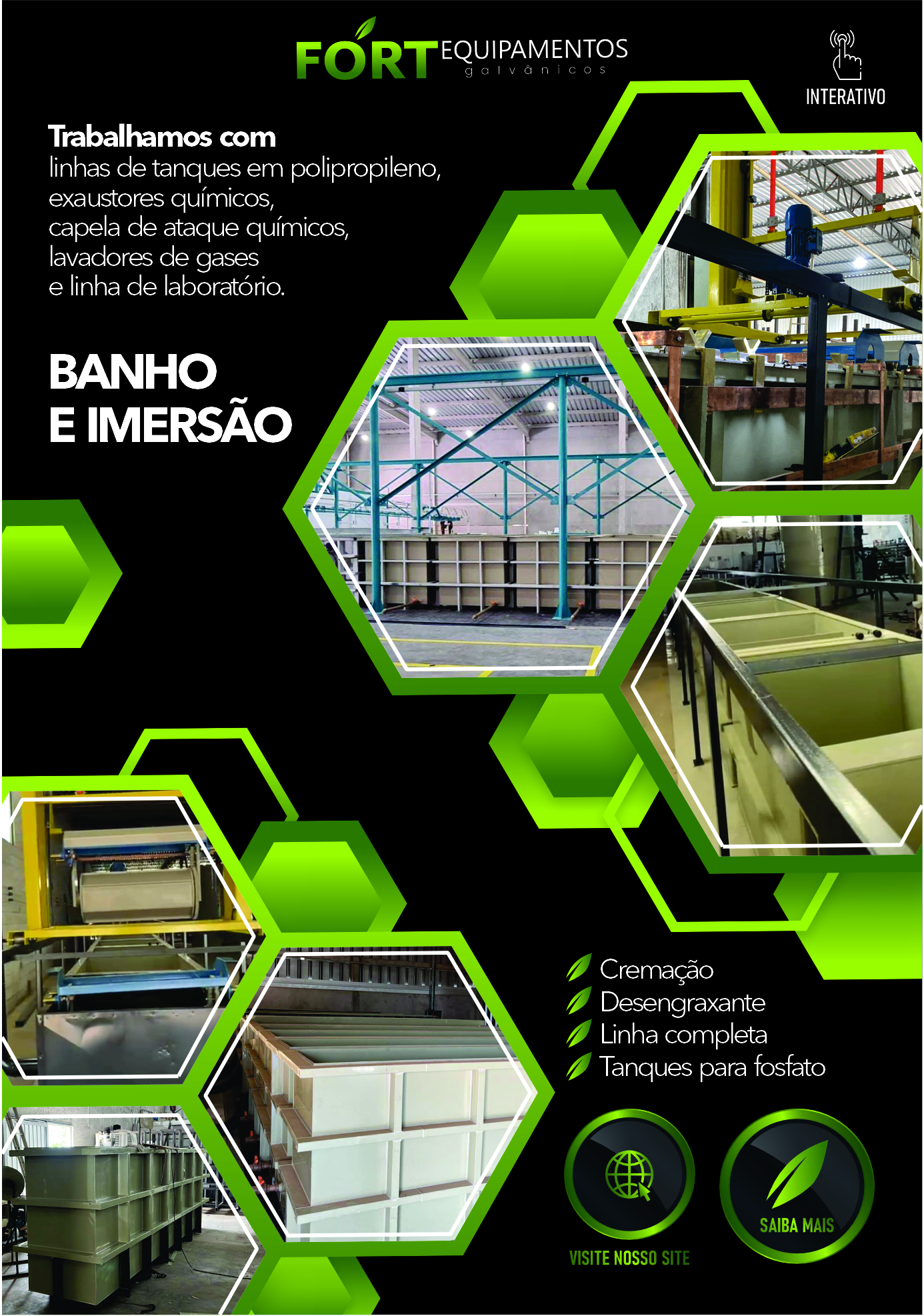Flyer institucional da Forte Equipamentos Galvânicos